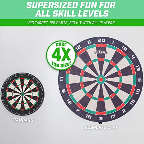 GoSports Giant 3 ft or 4 ft Cork Dartboards - Includes 12 Giant Darts and Scoreboard - New Fun Twist on Darts - style: 3 ft