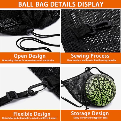 Mesh Ball Bag for Basketball Soccer & Volleyball, Sports Ball Bag with Zipper Pocket,Ball Storage Bag,Lightweight and Breathable - style: Style B