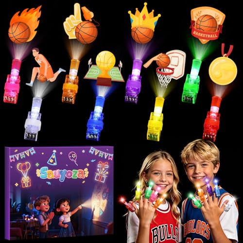 36 Pack Basketball Party Favors LED Finger Lights, Glow in the Dark Sports Birthday Party Supplies, Goodie Bag Stuffers Classroom Treasure Box Prizes for Kids - style: Basketball