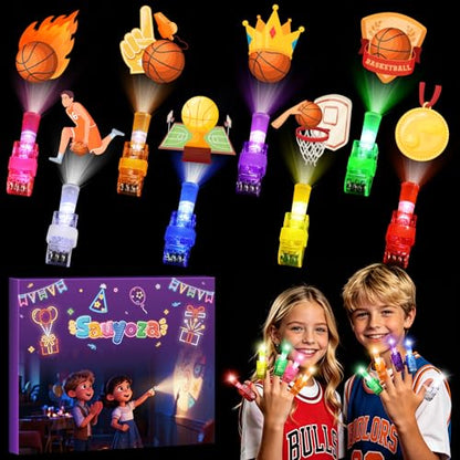 36 Pack Basketball Party Favors LED Finger Lights, Glow in the Dark Sports Birthday Party Supplies, Goodie Bag Stuffers Classroom Treasure Box Prizes for Kids - style: Basketball