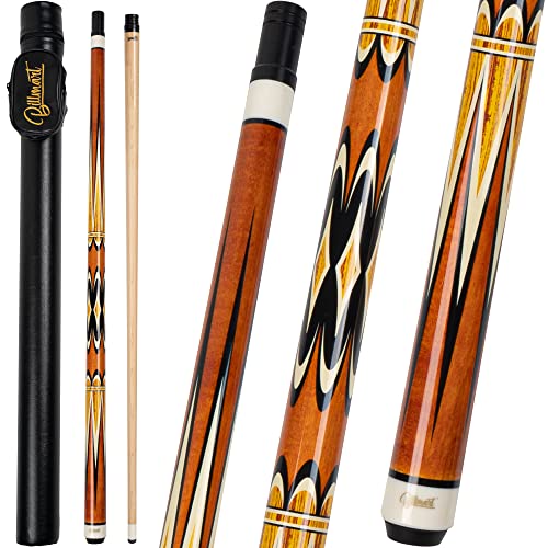Billmart Pool Cue Stick, Low Deflection Shaft Billiard Cue Sticks with Hard Case, Pool Table Sticks Queue, 19-21 oz Pool Que - color: Amber, size: 19 oz