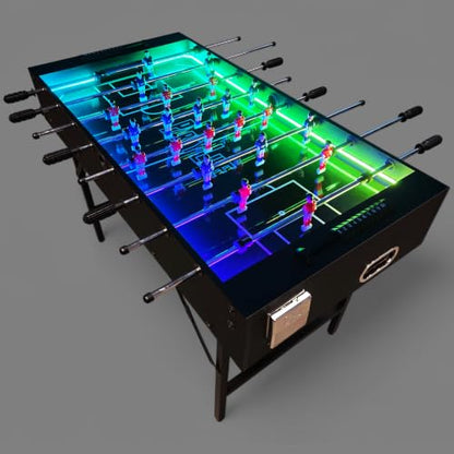 PartyLife 48" Foosball Table w/Folding Steel Legs & Optional LED Lights, Smooth Surface, Extremely Sturdy and Portable! - style: w/ LED Lights