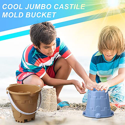 Jumbo Avocado Castle Model Beach Gear 7" Large Sand Buckets Pails Beach Water Pool Gardening Bath Toy Environmentally ABS Durable Thick Plastic Complete Gift Set Bundle for Kids Boys Girls - style: Avocado