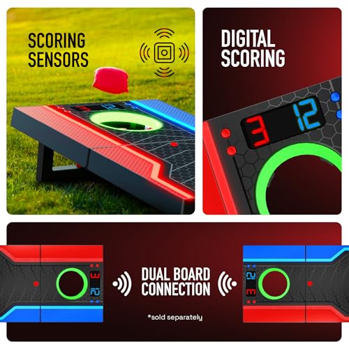 Electronic Cornhole Board Set, Auto Scoring, 1 Corn Hole Board, 1 Remote & 8 Bean Bags, Outdoor & Camping Games Gift Ideas, Birthday Gifts for Kids Teens Adults Boys Girls, 8-12 Year Old Boy Gifts