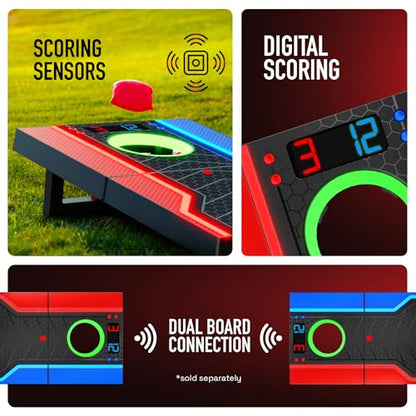 Electronic Cornhole Board Set, Auto Scoring, 1 Corn Hole Board, 1 Remote & 8 Bean Bags, Outdoor & Camping Games Gift Ideas, Birthday Gifts for Kids Teens Adults Boys Girls, 8-12 Year Old Boy Gifts