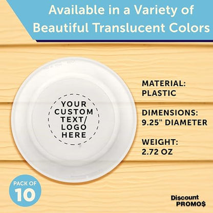 DISCOUNT PROMOS Frisbee Flying Discs in Bulk, 9.25 in. Fun Family Beach Game - color: - Custom -Translucent Clear, size: 10 flying discs