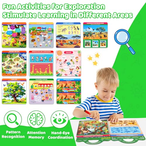 Search and Find Activity Books for Kids Ages 3-5, Toddler Toys Travel Games, Kids Busy Book for Car Airplane Road Trip Essentials, Perfect Easter Christmas Birthday Gift, Preschool Learning Activities - color: Green