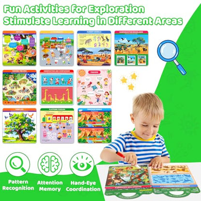 Search and Find Activity Books for Kids Ages 3-5, Toddler Toys Travel Games, Kids Busy Book for Car Airplane Road Trip Essentials, Perfect Easter Christmas Birthday Gift, Preschool Learning Activities - color: Green