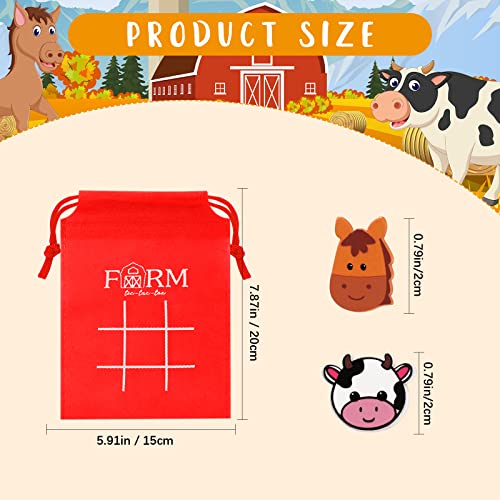 Sotiff 36 Set Tic Tac Toe Game Bulk for Kids Birthday Party Favors Farm Animal Tic Tac Toe with Bag for Class Gift Classroom Prizes Games School Exchange Party Favor Supplies - style: Farm