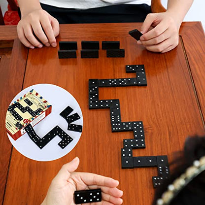 Offelec Wooden 3 Pack Double 6 Domino Set - 28 Tiles Each | Classic Family Table Games for Kids, Adults, and Parties | Perfect for Classroom, Travel, Durable Board Game for Fun Nights - color: 3 Packs Double 6 Domino