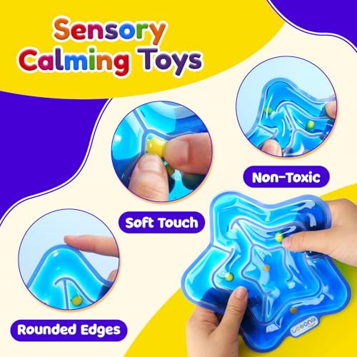 LESONG Sensory Fidget Toys for Kids: 4 Pack Squishy Gel-Filled Fidget Maze for Special Needs - Calming Sensory Toys for Autism ADHD Classroom Prizes - Travel Games for Boys Girls Car Road Trips - style: 4 Pack-Maze