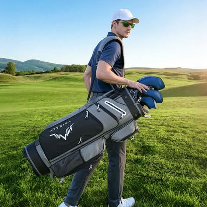 uniHimal Golf Cart Bag with 14-Way Full-Length Dividers, Golf Bag for Men Women with Magnetic Leather Pocket, Handles and Rain Cover, Lightweight Golf Club Bag Includes Cooler Pockets - color: Grey