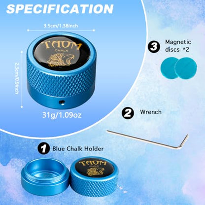 TAOM Upgrade Pool Chalk Holder Round Shaped Practical Tool Billiards Accessories Magnetic Mini Chalk Tip Case Container Round Box Billiards,Cue Tip Tool Scuffer Shaper - color: 2-Single Chalk holder-Blue