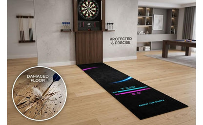 Dart Mat, 118.1 in / 300 cm Professional Dart Mat with Anti-Slip Backing, Protects Floors, Easy to Clean Polyester Fabric, Safe Distance, Arcade Style, 13.4 in / 34 cm Standing Comfort