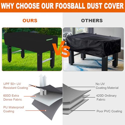 Foosball Dust Cover,Foosball Table Protection Cover-600D Heavy Duty Waterproof Outdoor Patio Party Game Table Cover, Black - size: 160*115*50CM
