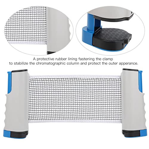Precise Table Tennis Net Retractable Training Set for Portable Telescopic Grid for Adults and Kids, Plastic, 66.9x5.5 in, 1 Pc - color: Blue Gray