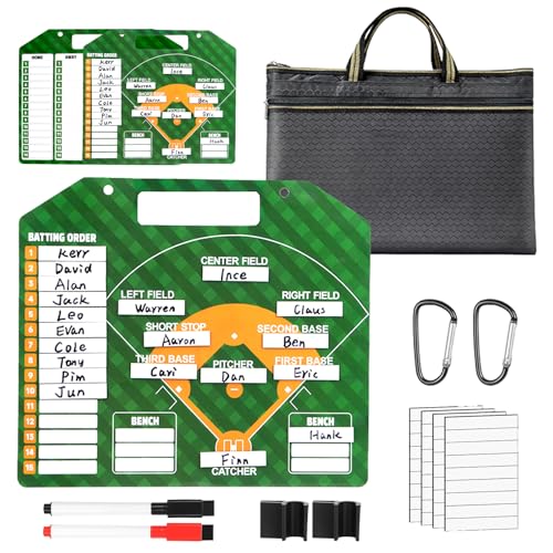 Magnetic Baseball Lineup Board for Dugout, Dry Erase Coach Lineup Board, Baseball Coaching Board, Baseball Clipboard for Coaches with 40 Lineup Cards, Baseball Coaching Accessories - style: BBoard with Bag