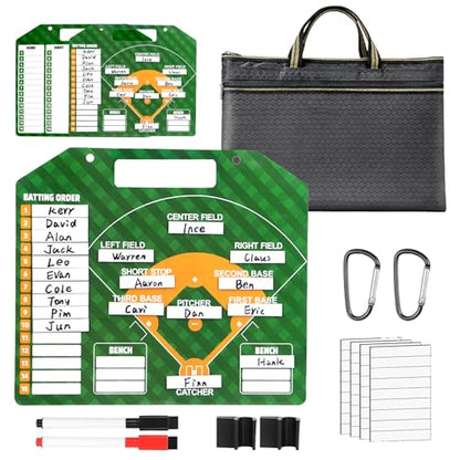 Magnetic Baseball Lineup Board for Dugout, Dry Erase Coach Lineup Board, Baseball Coaching Board, Baseball Clipboard for Coaches with 40 Lineup Cards, Baseball Coaching Accessories - style: BBoard with Bag