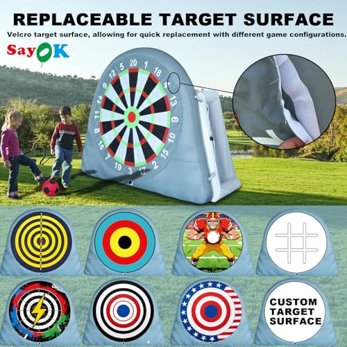 SAYOK Inflatable Soccer Dart Board Giant Kick Darts, Inflatable Football Darts Board, Soccer Dart Board,Carnival Games, Goalpost Game, with PUM&6 Soccers for Outdoor Backyard Parties