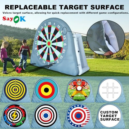 SAYOK Inflatable Soccer Dart Board Giant Kick Darts, Inflatable Football Darts Board, Soccer Dart Board,Carnival Games, Goalpost Game, with PUM&6 Soccers for Outdoor Backyard Parties
