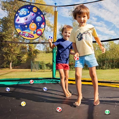 Lunmon 29" Trampoline Dart Board Game Accessories, Trampoline Toss Game Dartboard with 20 Sticky Balls, Indoor & Outdoor, Sport Fun Party Play Toys for Birthday Gifts - style: Universe Style 100 Score