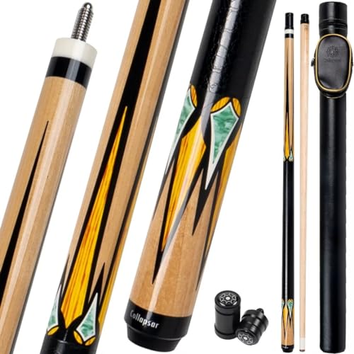 Collapsar CA Pool Stick with 1X1 Hard Case,58" Maple Professional Billiard Cue Stick,19-21 oz Pool Cue Set - color: CA003+Joint Protector+Hard Case, size: 21 ounce