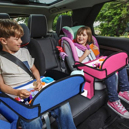 Kids Travel Tray for Airplane - Toddler Car Seat Table Tray, Road Trip Essentials for Boys & Girls, Carseat Lap Desk for Kids Road Trip Activities (Pink) - color: Pink