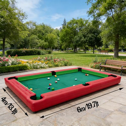 Snookball Giant Inflatable Soccer Pool Table Football Pool Pitch Billiards Inflatable Football Billiard Game with PVC Mat, Air Blower, 16 Balls for Party, Event - size: 6*4m