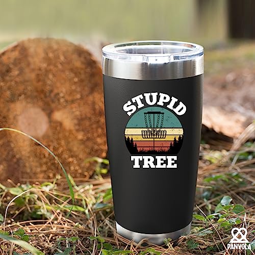 Panvola Stupid Tree Funny Disc Golf Player Gifts For Dad Mom Grandpa Grandma From Son Daughter Husband Wife Vacuum Insulated Tumbler Retro Stainless Steel With Removable Lid Drinkware (20 oz) - style: 20 oz