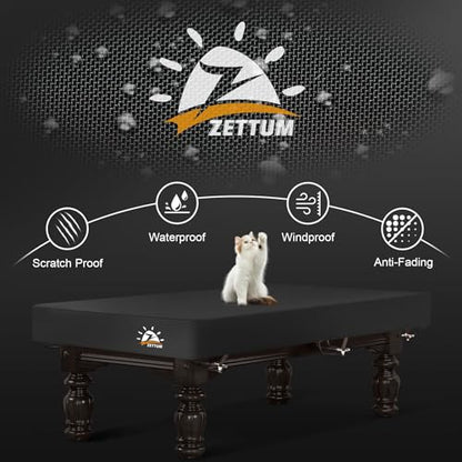 Zettum Pool Table Cover - Billiard Table Covers, 600D Waterproof & Heavy Duty Covers for Billiard Pool Table, Scratch-Proof UV Protection Snooker Furniture Table Cover - 9 Feet - size: 9FT - 112"L x 62"W x 8“H
