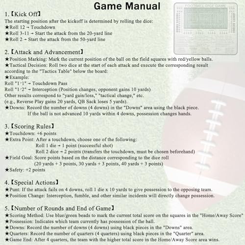 Football Dice Board Game – Football Board Game, Wooden Tabletop Game with Scoring Track, 11"x9" Perfect for Family Gatherings, Adult Parties Giving