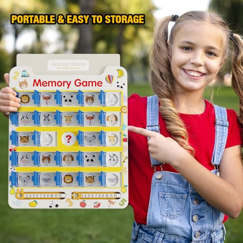 Matching Memory Game for Kids Age 3 4 5 6 7 8 Year Old, Travel Toy for Boys Girls, Board Games for 4-6, Road Trip Essentials for Toddler, Airplane/ Car/ Camping Activity,Christmas Birthday Gifts