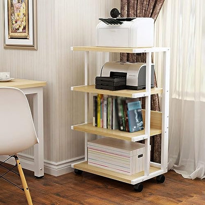 4-Tier AV Media Stand Gaming TV Cabinet and Stereo Rack Audio Tower with Height Adjustable Tempered Wood Stand (Color : White, Size : 50x40x108cm) - color: White