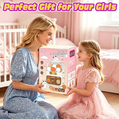 Skirfy Capsule Vending Machine for Kids, Light Up Toy Vending Machine with 15 PCS 1.77" Reusable Toy Capsules, Prize Machine, Arcade Game Toy, Birthday Gift for Girls Boys Ages 3-8 - color: Pink