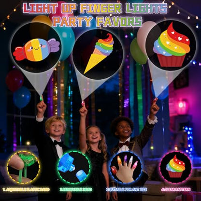 36 Pack Rainbow Party Favors LED Finger Lights, Pride Month Gifts Colorful Party Supplies, Goodie Bag Stuffers Classroom Treasure Box Prizes for Boys Girls - style: Rainbow