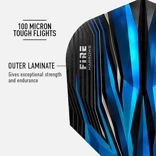 Harrows Fire Dart Flights | 5 x Sets Darts Flights (15 Flights Total) I 100 Micron Dart Flights I Premium Extra Strong Made in UK I Professional Darts Accessories I Blue Dart Flights - color: Blue