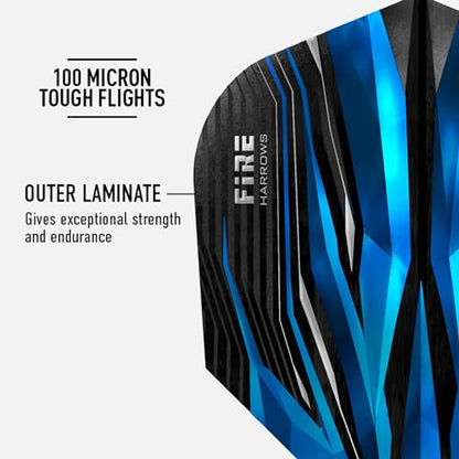 Harrows Fire Dart Flights | 5 x Sets Darts Flights (15 Flights Total) I 100 Micron Dart Flights I Premium Extra Strong Made in UK I Professional Darts Accessories I Blue Dart Flights - color: Blue
