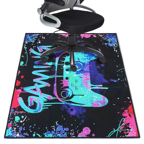 Gaming Chair Mat for Hardwood Floor 36"X 48" Office Chair Rug for Game Rolling Chairs Computer Desk Heavy Duty Non-Slip Low Pile Rugs Gamer Protector Mats for Hard Floor & Tile - color: Black Blue, size: 36"X 48"