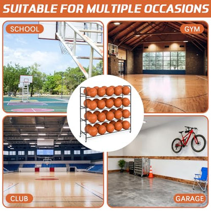Colingmill Heavy Duty Basketball Rack with Wheels, Multi-tier Rolling Ball Storage Cart, Sports Equipment Organizer for School, Gym, Club Shoot Training(55 x 14 x 47 Inches,40 Balls)