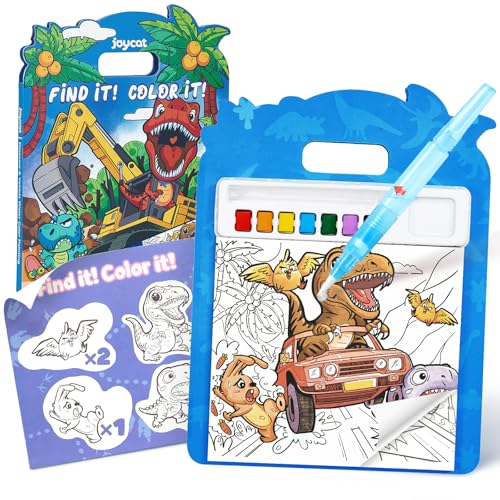JoyCat Find & Color Paint with Water Coloring Books for Toddlers, Educational Seek and Find, No Mess Art & Craft Toy, Fun Learning Activity for Kids Ages 3-5 4-8, Gift for Girls Boys (Dinosaurs) - style: Dinosaurs