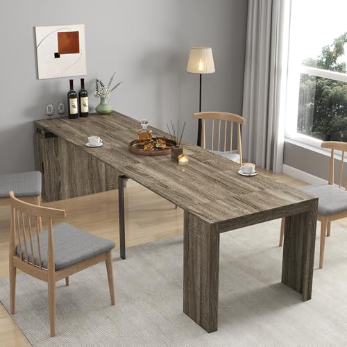 24"-118" Extendable Dining Table with Storage for 2-12 People, Modern Space-Saving Extra Long Wood Folding Table with USB & AC Outlets, Multifunctional Conference Meeting Table, Oak - color: Oak, style: 24" - 118.5" (2-12 People)