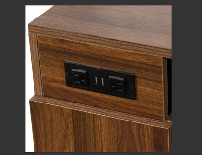 24"-118" Extendable Dining Table with Storage for 2-12 People, Modern Space-Saving Extra Long Wood Folding Table with USB & AC Outlets, Multifunctional Conference Meeting Table, Walnut - color: Walnut, style: 24" - 118.5" (2-12 People)