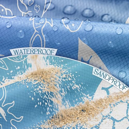 BYDOLL Beach Blanket Waterproof Sandproof Large Sand Free,78''X81''/10'X9' Oversized Sandless Lightweight Blanket Picnic Mat for Beach Travel Camping Hiking with Stakes - color: Sea Turtle, size: 78"X81"