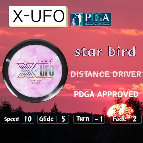 X-UFO Disc Golf Driver, 170-180g, PDGA-Certified, Suitable for Windy and Ultra Stable tee Shots, Ultra Stable Long Distance Driver - color: mix colors