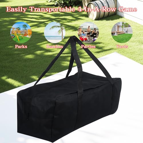 Klmnop Giant 4 in a Row Carrying Bag, 47 x 15 x 21 Inch Waterproof Giant Game Carry with Handle Easy Storage & Transportation for Giant Connect 4 Yard Outdoor Game(Black)