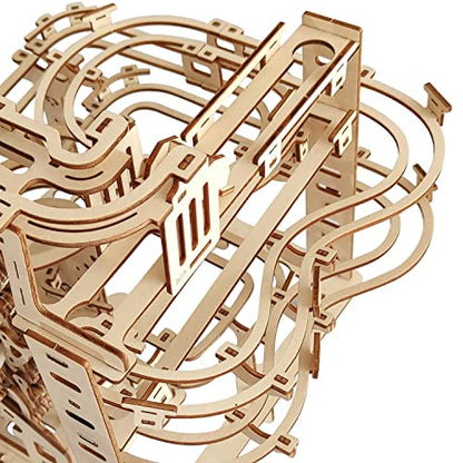 Wooden Marble Run 3D Puzzle - Wood Crafts Mechanical Marble Run Assembly Building Model Kits - Wooden Puzzle DIY Brain Teaser Puzzles - Christmas Birthday Gifts for Adults & Teens - style: Wooden Marble Run