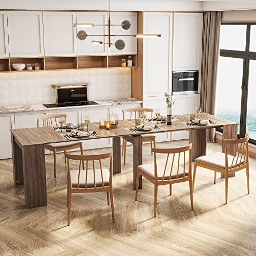 20"-118" Extendable Dining Table for 2-12 People, Modern Modular Extension Table, Space-Saving Extra Long Folding Dining Table, Multifunctional Conference Meeting Table, Oak - color: Oak, style: 20" - 118.5" (2-12 People)