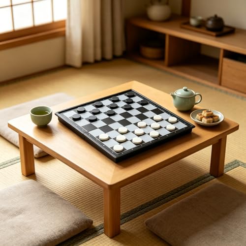 1 Pcs 5 in 1 Magnetic Foldable Board Game Set, Flying Chess Ludo Checkers Backgammon, Portable Travel Family Tabletop Game（Magnetic Attraction of the Checkers Board）