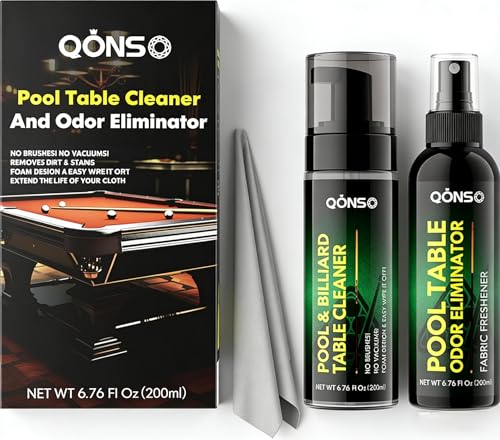 Billiard Table Felt Cleaner Spray Kit with Cloth, Pool Table Cleaning Kit for Chalk Dust, No Residue Foam Cleaner, Pool Table Accessories