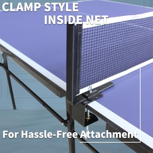 Ping Pong Table Foldable Indoor 8/8.5/9FT Single Player Playback Mode Game Set with Paddles and Balls - color: Blue-8.5x4.3FT